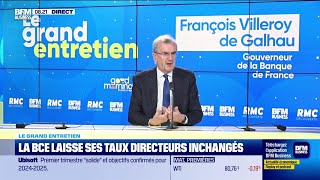 François Villeroy de Galhau Banque de France  La BCE laisse ses taux directeurs inchangés [upl. by Raybin]