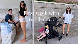 FIRST WEEK WITH TWO BABIES The Juggle Hormones amp Honest Feelings [upl. by Yatnoj]