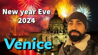 Happy new year 2024 celebration in venice  Beautiful fireworks 🎇  Italy travel vlog [upl. by Dnomaj289]