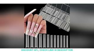 240PC Professional 3XL Extra Long Clear Square Nail Tips 12 Sizes Half Cover Acrylic Nails NO C CURV [upl. by Nnayelhsa322]