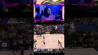 Lakers Fan Reacts To LeBron James hits crazy logo 3 pointer at buzzer vs Nuggets shorts [upl. by Aij523]