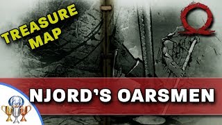 God of War Treasure Map  Njords Oarsmen  Map and Dig Spot Locations Bonus Platinum Trophy Pop [upl. by Nodyarg]