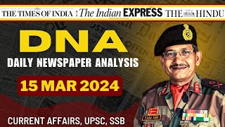 Daily Newspaper Analysis  15 March 2024  Current Affairs For Defence Aspirants  SSB upsc cds [upl. by Iturhs719]