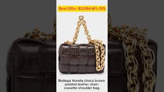 Bottega Veneta choco brown padded leather chain cassette shoulder bagshorts [upl. by Alliscirp]