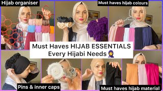 6 Must Haves Hijab Essentials How to choose right hijab materialInner capsaccessories amp organizer [upl. by Dorris578]