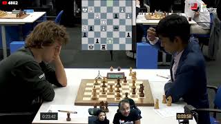 Thrilling final moments between Magnus Carlsen vs Praggnanandhaa  Tata Steel Masters 2023 [upl. by Mukund230]