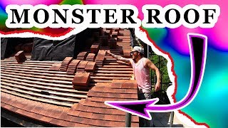 BUILDING A HOUSE ALONE from START TO FINISH  EP 56 Tiling the roof begins [upl. by Hnil]