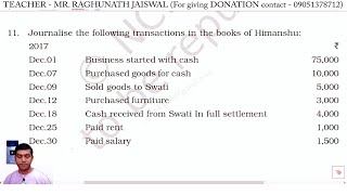 Journalise the following transactions in the books of Himanshu  Journal entry solved problem 11 [upl. by Hebe]