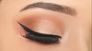 Simple everyday eye makeup with winged eyeliner How to apply eyeshadow step by step for beginners [upl. by Aidin]