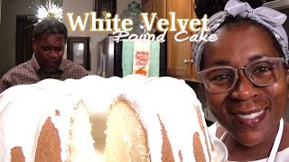 White Velvet Pound Cake  He Said It Looks Like A Ghost👻 amp Ice Cream🤣  Made With Egg Whites [upl. by Aryhs]