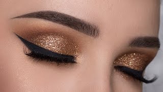 EASY Copper Glitter Smokey Eye Makeup Tutorial [upl. by Tonl295]