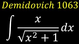 Demidovich  SOLUCIONARIO  Técnicas de integración  Ejercicio 1063  Integración por sustitución [upl. by Edlyn]