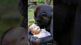 Gorillas also have maternal brillianceshorts animals love gorilla [upl. by Ymassej68]