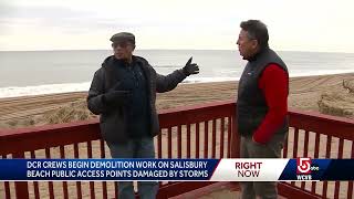 Demolition work begins on Salisbury Beach access points damaged by storms [upl. by Ahsenal]