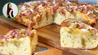 Rhabarberkuchen Rezept  Schneller Rhabarber Kuchen  Kuchen mit Rhabarber [upl. by Efram113]