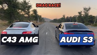 Drag Race MercedesBenz C43 AMG 2021 vs Audi S3 2020 [upl. by Erimahs]