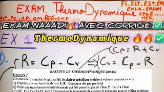 EXAM Corrigé THERMODYNAMIQUE ✔️  Exercice Thermodynamique ✅️ Question de cours [upl. by Theobald]