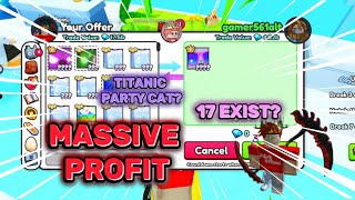 Trading Montage 18  🔥MASSIVE FLIPS AND PROFITS 🔥 ✨TITANIC PARTY CAT✨ Pet Simulator 99  Roblox [upl. by Suez]