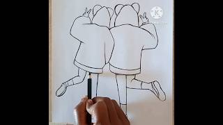 Cute Bff drawing easy 😍 shorts bff bestfriend bestfrienddrawing howtodraw art drawing viral [upl. by Cleasta]