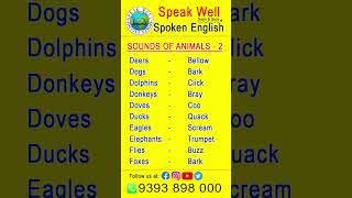 Sounds of Animals  Part  2  Speak Well Spoken English speakingenglish spokenenglish speakwell [upl. by Acilgna]