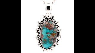 Artie Yellowhorse Genuine Pilot Mountain Turquoise Sterling Silver Pendant [upl. by Helmer]