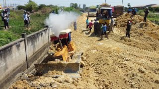 Ep06Successful100 Recovery a Dozer Stuck Landfill up Process Fill the soil With Small Dump Truck [upl. by Fasa]