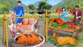 Intelligent Village Chef Cooking Lamb Stuffed With Chicken Street Food Hindi Kahaniya Moral Stories [upl. by Acirrehs349]