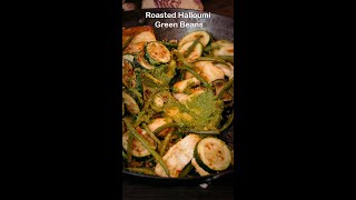 Roasted Green Beans AND Halloumi Cheese and Vegan Pesto Sauce cooking food [upl. by Negiam]