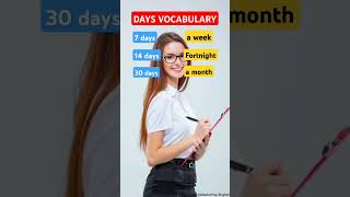 Days Vocabulary Part 1 shorts english learnenglish vocabulary education [upl. by Adiazteb74]