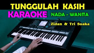 TUNGGULAH KASIH  KARAOKE Nada Wanita  Zidan Ft Tri Suaka [upl. by Goldin]