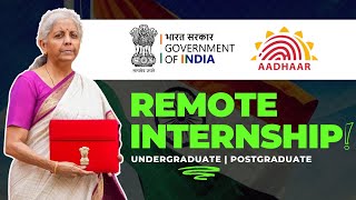 Government Online Internship  UIDAI Aadhar Internship 2024  Remote Internship For College Student [upl. by Wong]