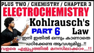 Plus Two Electrochemistry  Kohlrauschs Law in malayalam  Debye Huckel Onsager Equation  Part 6 [upl. by Orodoet954]