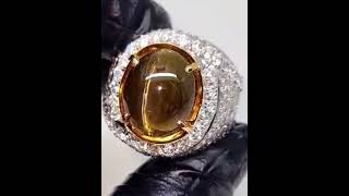 Cat Eye Chrysoberyl 12crt NH SRILANKA Ring Gold Diamond [upl. by Aiello]