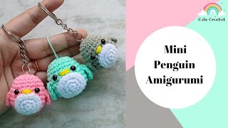 Mini Penguin Amigurumi  Easy StepbyStep Crochet Keychain Tutorial Easy Christmas Tree Ornament [upl. by Ettenuj]