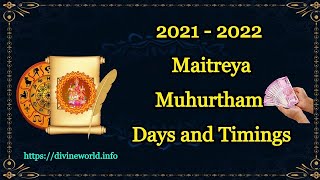 2021  2022 Maitreya Muhurtham Days and Timings [upl. by Leasim]