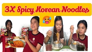 3x Spicy Noodles Challenge🥵  Nuclear Fire noodles Challenge  ama m [upl. by Ahsiekim873]