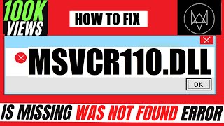 ✓✓✓ How To Fix MSVCR110dll is Missing from computer Error ❌ Windows 10117 💻 3264 bit [upl. by Assyram]