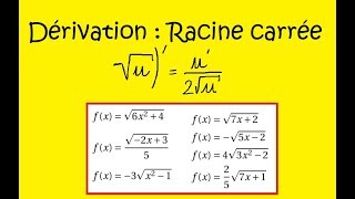 DérivationRacine carrée et composée Racine de U 10 exemples simples [upl. by Enrobyalc]