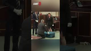 On crossexamination SarahBoone shows the jury how she zipped JorgeTorres in the suitcase [upl. by Eiwoh]