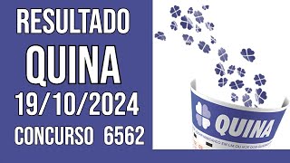 🔥 🍀 QUINA hoje  19102024  Resultado concurso 6562 [upl. by Elisee]