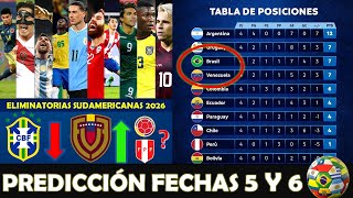 ⚽ PREDICCIÓN FECHAS 5 Y 6  Eliminatorias SUDAMERICANAS Conmebol Mundial UNITED 2026 [upl. by Drahser]