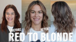 Hair Transformation with Lauryn Red Hair to Blonde Hair Colour Correction Ep 218 [upl. by Ardnohsal]