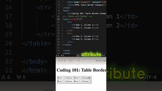 HTML Coding QampA 19 Add a border to a table in HTML html htmlcoding css shorts [upl. by Merras64]