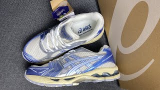 ASICS Gel Kayano 14 Cream Metallic Blue 1203A537 102 From Supkicks [upl. by Htiekram275]