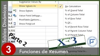 Tablas Dinámicas 03  23 Funciones de resumen y tipos visualización de valores Excel 2013 [upl. by Ahsilram]