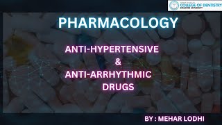 Pharmacology Antihypertensive and Antiarrhythmic Drugs Ziauddin Dental College [upl. by Belda733]