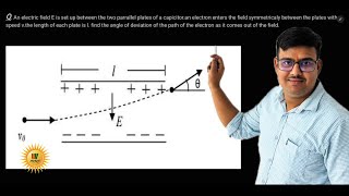 An electric field E parrallel plates find the angle of deviation of the path of the electron [upl. by Chance199]