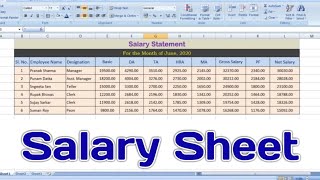 How To Create Salary Chart In Microsoft Excel  Salary Sheet in Excel [upl. by Koeninger]