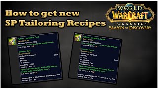 How to get new SP Tailoring Recipes Invokers Cord amp Invokers Mantle WoW SoD [upl. by Gamali]