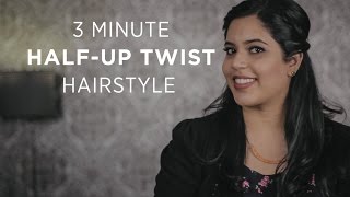 Quick 3 Minute HalfUp Twist Hairstyle For Short Medium and Long Hair [upl. by Sheedy]